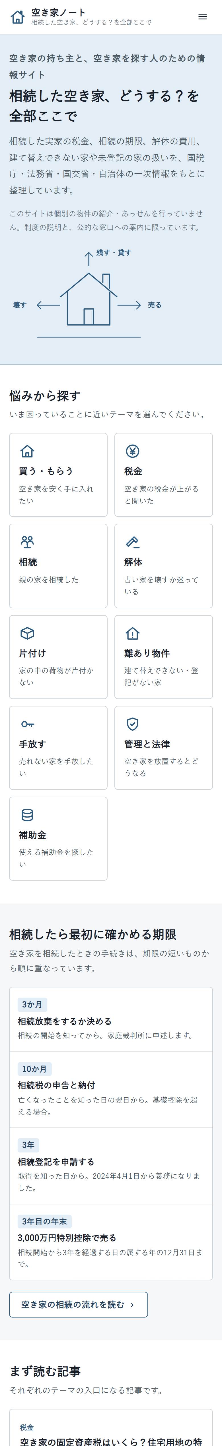 空き家ノートの画面